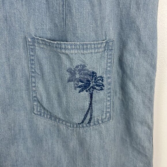 Vintage Liz Claiborne Denim Jumper Dress sz 16 Embroidery Cottage 90s Retro 80s - Picture 4 of 8
